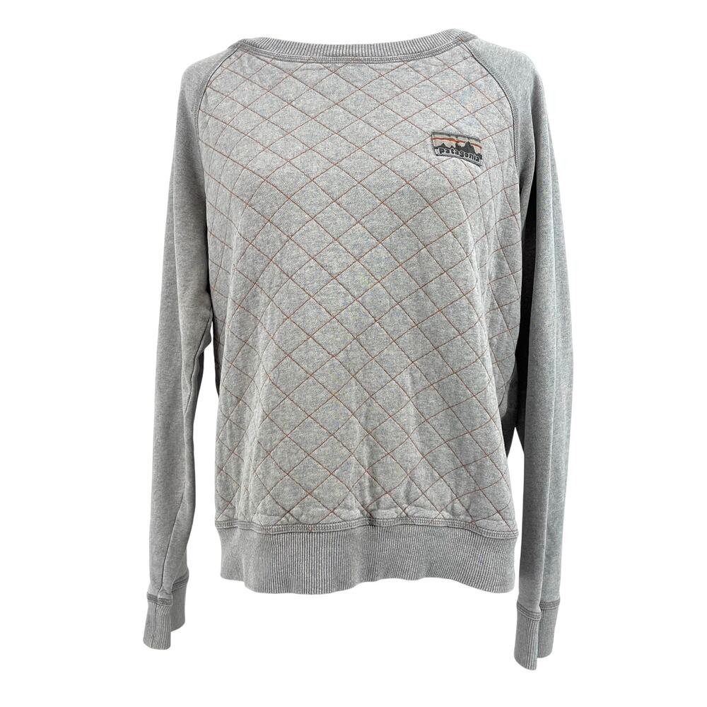 Patagonia Women's Vintage M Gray Quilted Cotton Sweatshirt Crewneck Cuffs